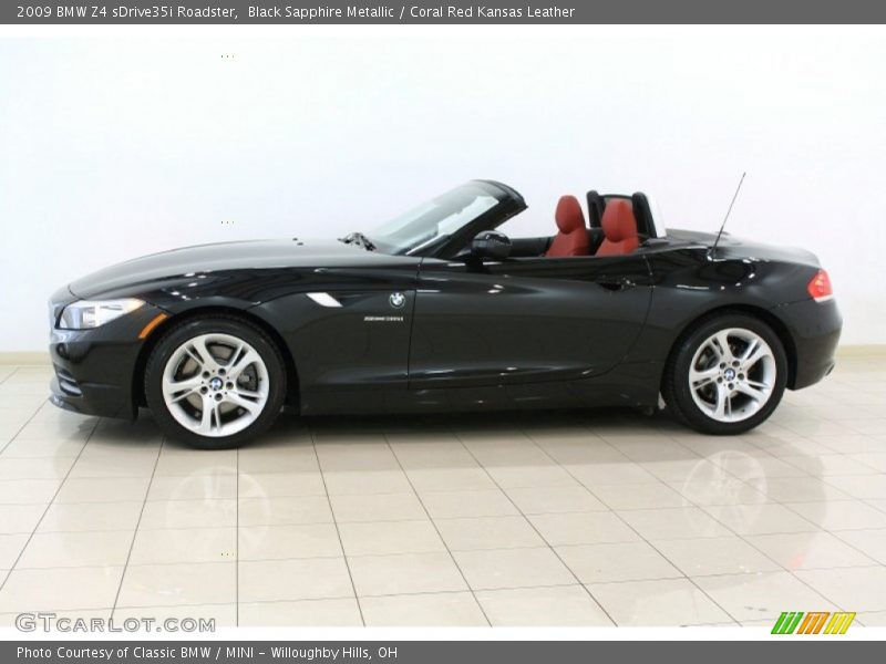 Black Sapphire Metallic / Coral Red Kansas Leather 2009 BMW Z4 sDrive35i Roadster