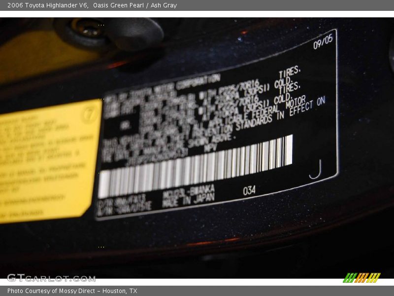 Oasis Green Pearl / Ash Gray 2006 Toyota Highlander V6