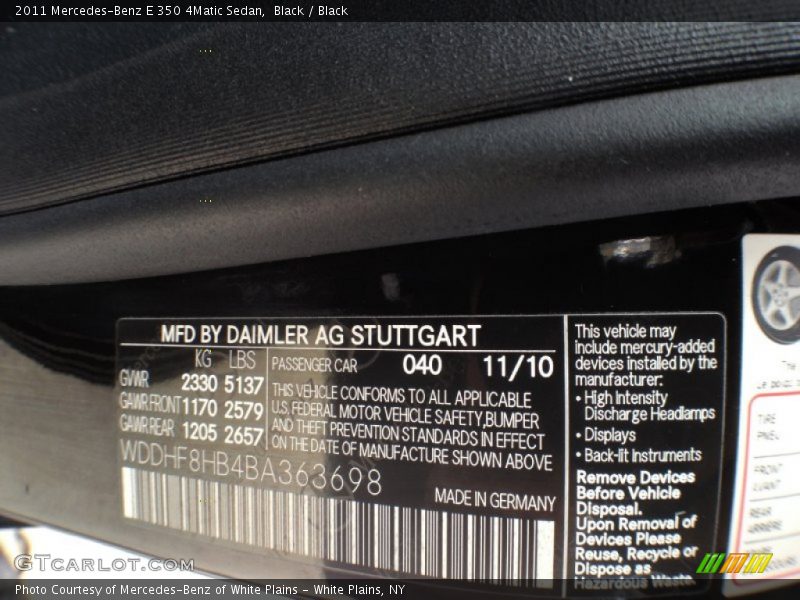 Black / Black 2011 Mercedes-Benz E 350 4Matic Sedan