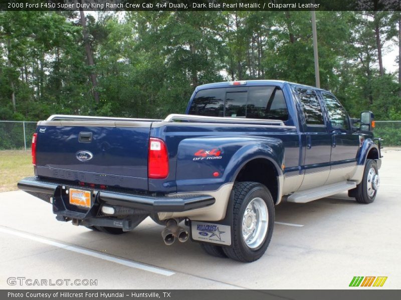 Dark Blue Pearl Metallic / Chaparral Leather 2008 Ford F450 Super Duty King Ranch Crew Cab 4x4 Dually