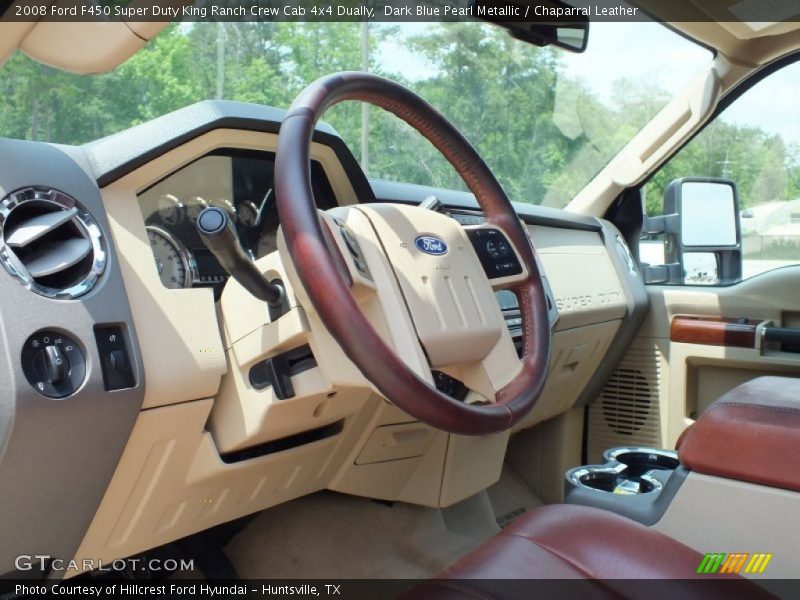 Dark Blue Pearl Metallic / Chaparral Leather 2008 Ford F450 Super Duty King Ranch Crew Cab 4x4 Dually