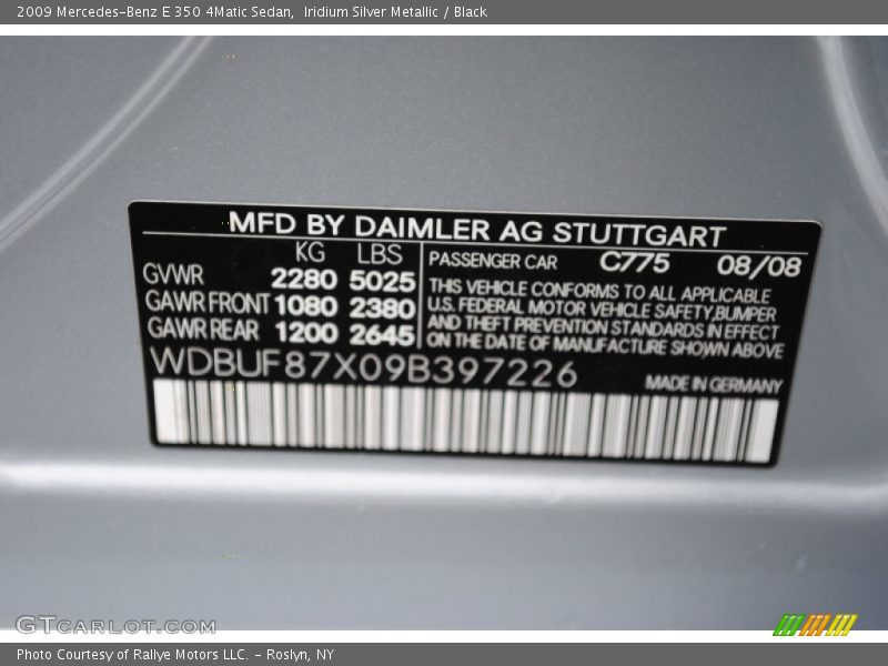 Iridium Silver Metallic / Black 2009 Mercedes-Benz E 350 4Matic Sedan