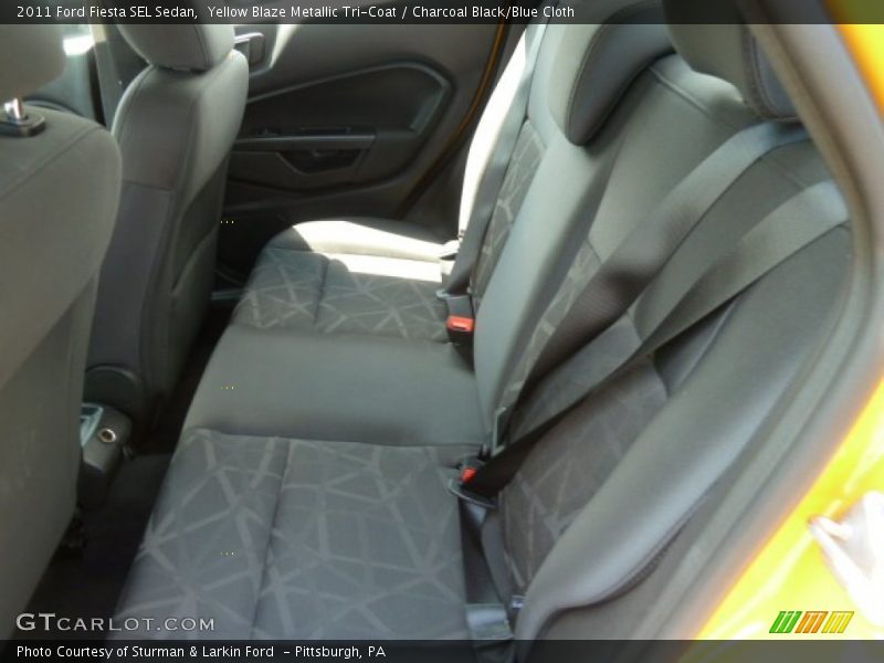 Yellow Blaze Metallic Tri-Coat / Charcoal Black/Blue Cloth 2011 Ford Fiesta SEL Sedan