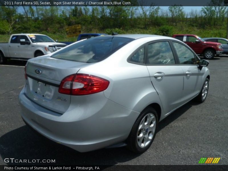 Ingot Silver Metallic / Charcoal Black/Blue Cloth 2011 Ford Fiesta SEL Sedan