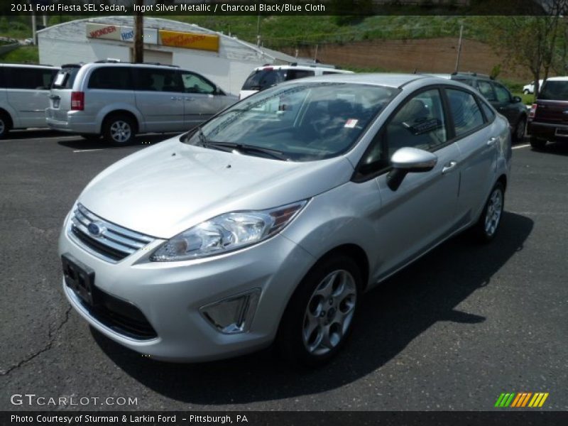 Ingot Silver Metallic / Charcoal Black/Blue Cloth 2011 Ford Fiesta SEL Sedan
