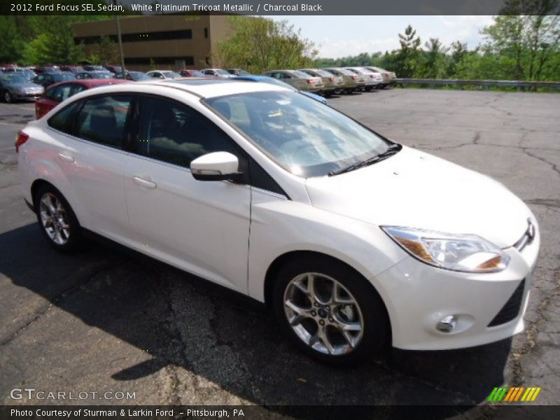White Platinum Tricoat Metallic / Charcoal Black 2012 Ford Focus SEL Sedan