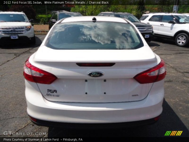 White Platinum Tricoat Metallic / Charcoal Black 2012 Ford Focus SEL Sedan