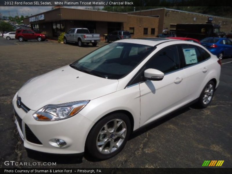 White Platinum Tricoat Metallic / Charcoal Black 2012 Ford Focus SEL Sedan
