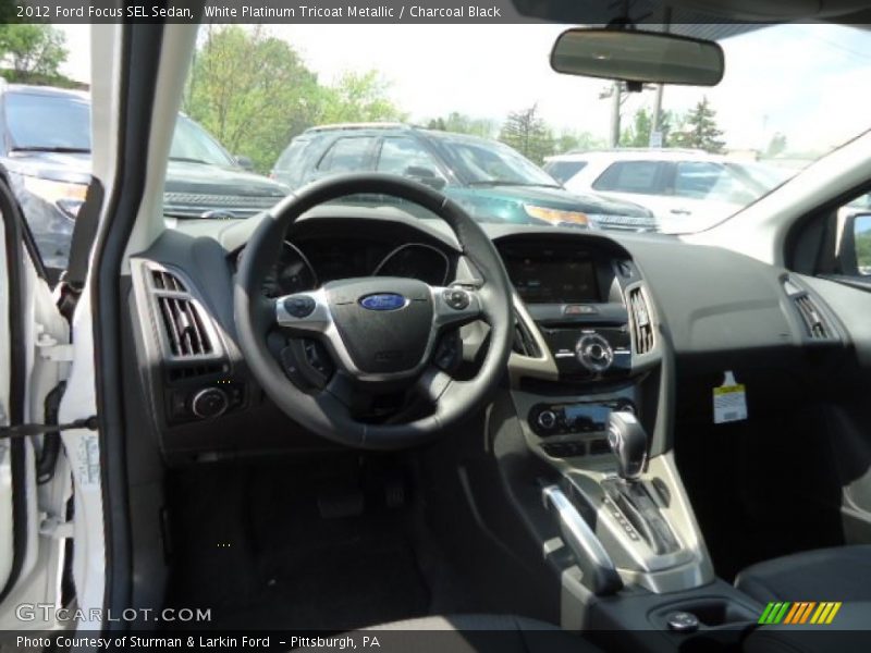 White Platinum Tricoat Metallic / Charcoal Black 2012 Ford Focus SEL Sedan
