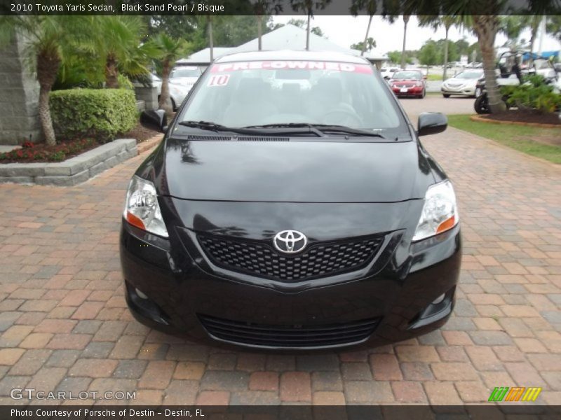Black Sand Pearl / Bisque 2010 Toyota Yaris Sedan