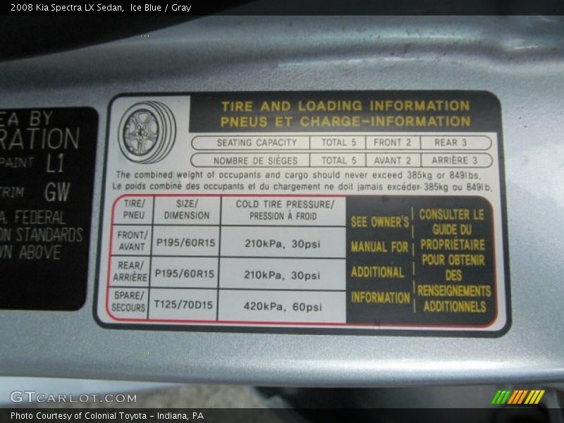 Ice Blue / Gray 2008 Kia Spectra LX Sedan