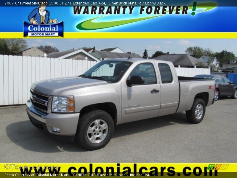 Silver Birch Metallic / Ebony Black 2007 Chevrolet Silverado 1500 LT Z71 Extended Cab 4x4