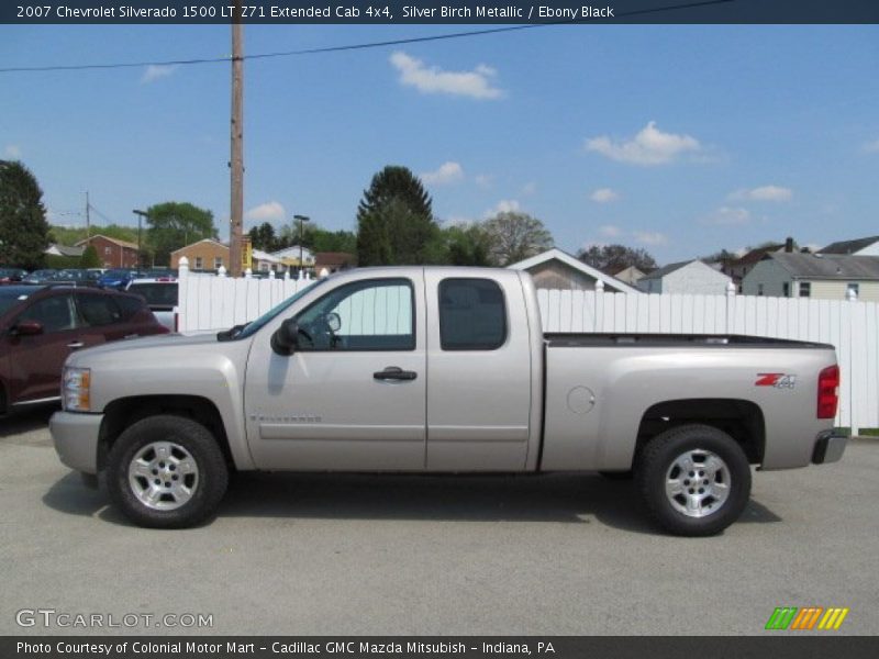Silver Birch Metallic / Ebony Black 2007 Chevrolet Silverado 1500 LT Z71 Extended Cab 4x4