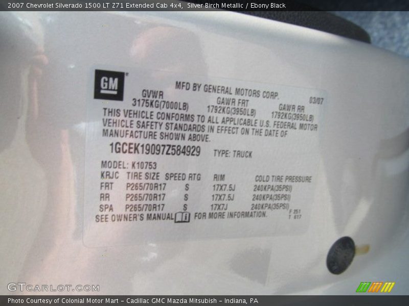 Silver Birch Metallic / Ebony Black 2007 Chevrolet Silverado 1500 LT Z71 Extended Cab 4x4