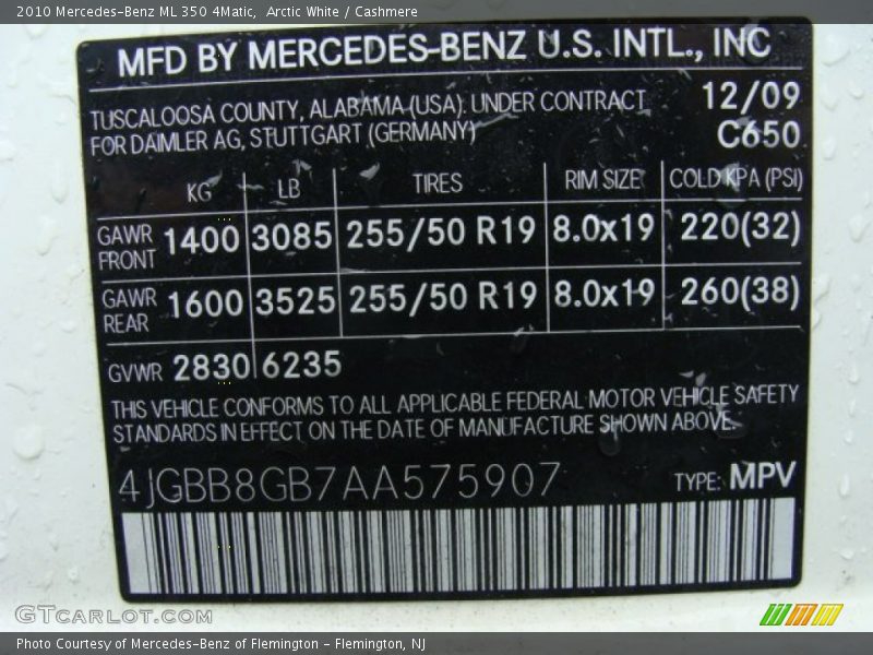 Arctic White / Cashmere 2010 Mercedes-Benz ML 350 4Matic