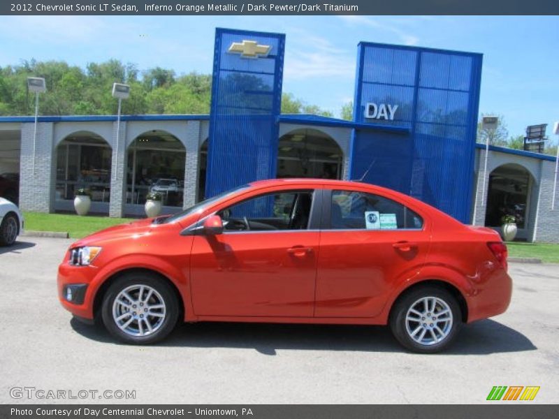 Inferno Orange Metallic / Dark Pewter/Dark Titanium 2012 Chevrolet Sonic LT Sedan