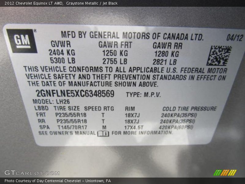 Graystone Metallic / Jet Black 2012 Chevrolet Equinox LT AWD