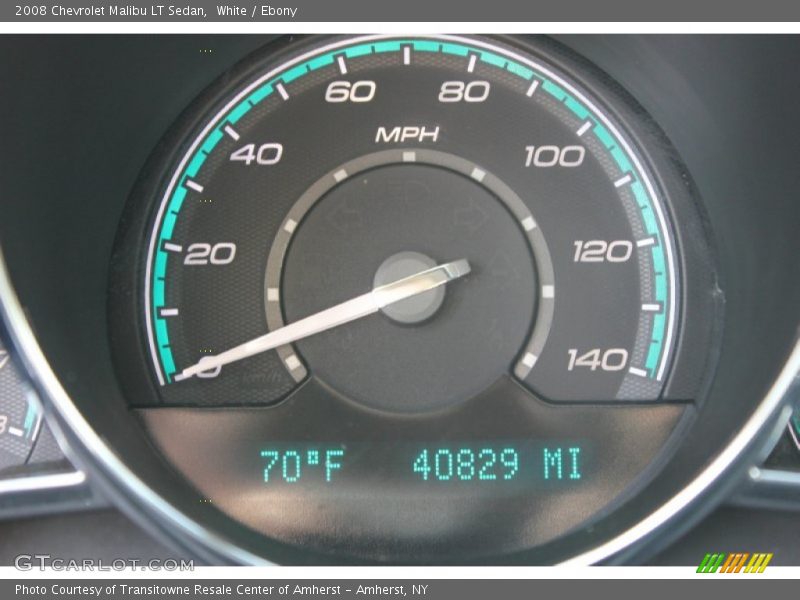 White / Ebony 2008 Chevrolet Malibu LT Sedan