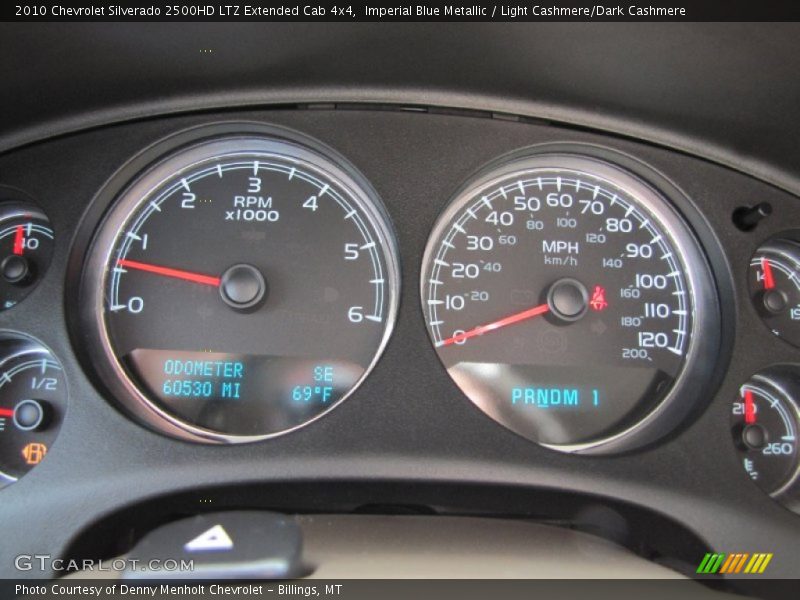 Imperial Blue Metallic / Light Cashmere/Dark Cashmere 2010 Chevrolet Silverado 2500HD LTZ Extended Cab 4x4