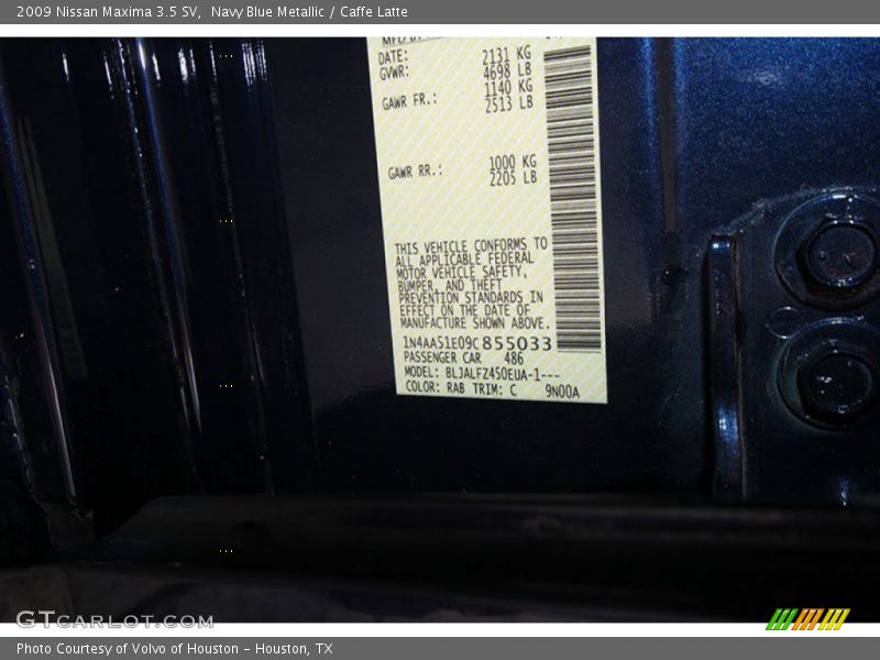 Navy Blue Metallic / Caffe Latte 2009 Nissan Maxima 3.5 SV
