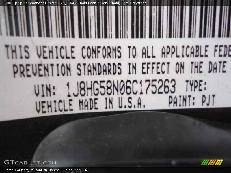 Dark Khaki Pearl / Dark Khaki/Light Graystone 2006 Jeep Commander Limited 4x4