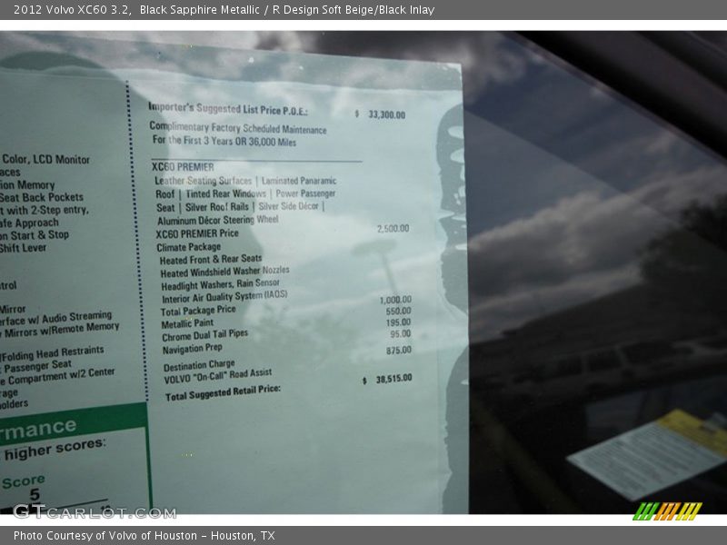 Black Sapphire Metallic / R Design Soft Beige/Black Inlay 2012 Volvo XC60 3.2