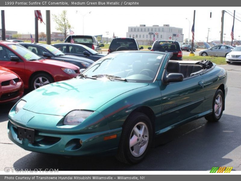 Medium Green Blue Metallic / Graphite 1999 Pontiac Sunfire GT Convertible