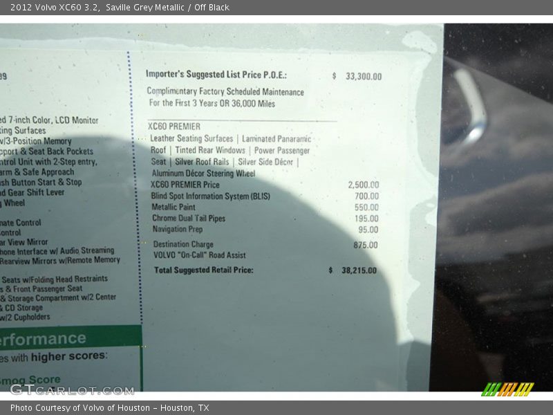 Saville Grey Metallic / Off Black 2012 Volvo XC60 3.2