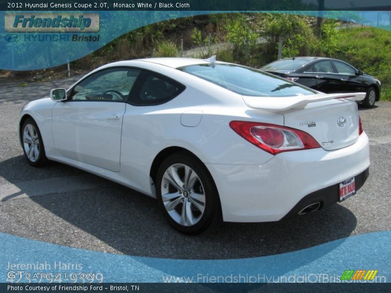 Monaco White / Black Cloth 2012 Hyundai Genesis Coupe 2.0T