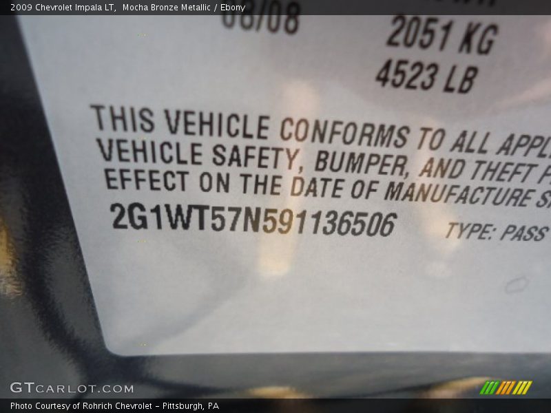 Mocha Bronze Metallic / Ebony 2009 Chevrolet Impala LT
