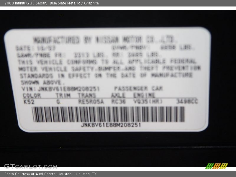 Blue Slate Metallic / Graphite 2008 Infiniti G 35 Sedan