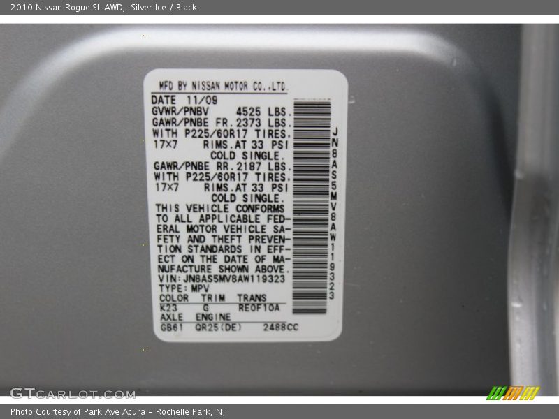 Silver Ice / Black 2010 Nissan Rogue SL AWD