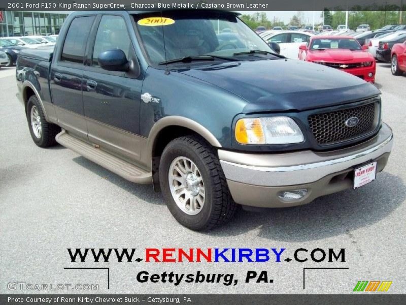 Charcoal Blue Metallic / Castano Brown Leather 2001 Ford F150 King Ranch SuperCrew