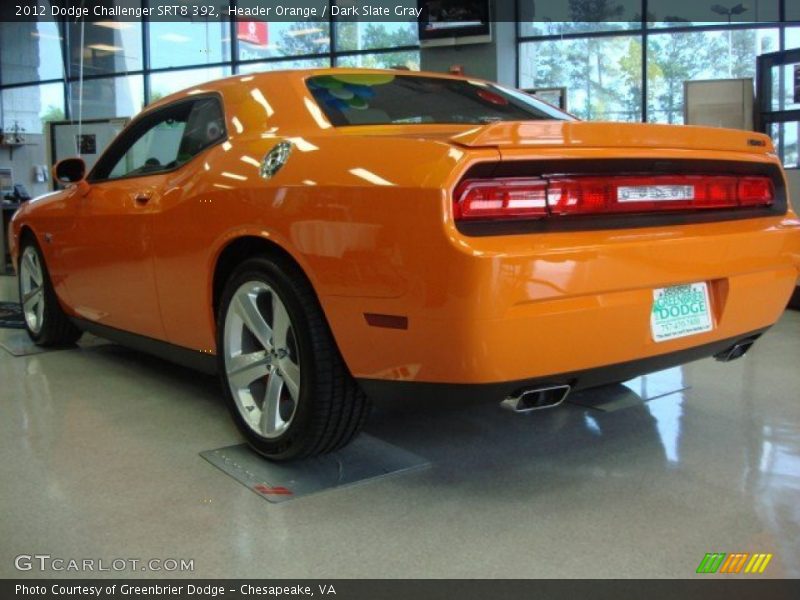 Header Orange / Dark Slate Gray 2012 Dodge Challenger SRT8 392