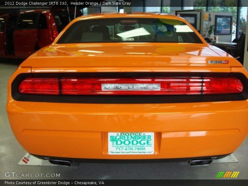 Header Orange / Dark Slate Gray 2012 Dodge Challenger SRT8 392