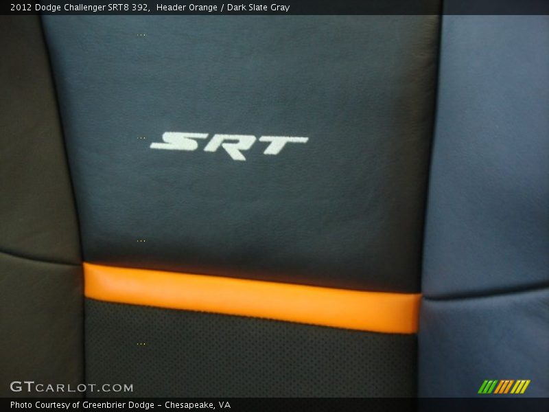 Header Orange / Dark Slate Gray 2012 Dodge Challenger SRT8 392