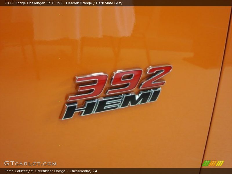 Header Orange / Dark Slate Gray 2012 Dodge Challenger SRT8 392
