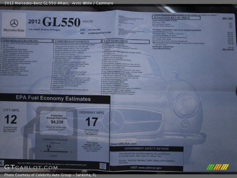 Arctic White / Cashmere 2012 Mercedes-Benz GL 550 4Matic