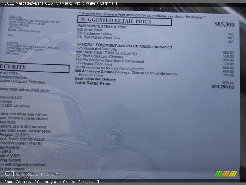 Arctic White / Cashmere 2012 Mercedes-Benz GL 550 4Matic