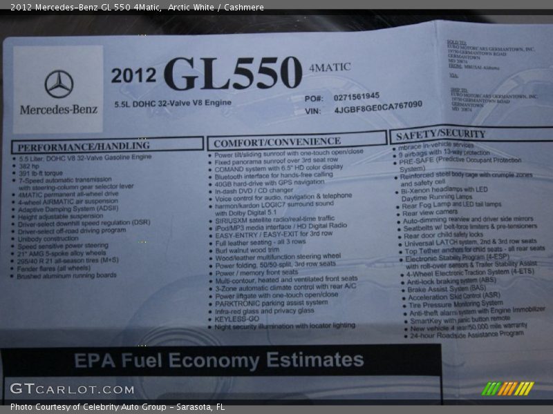 Arctic White / Cashmere 2012 Mercedes-Benz GL 550 4Matic