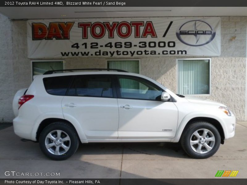 Blizzard White Pearl / Sand Beige 2012 Toyota RAV4 Limited 4WD