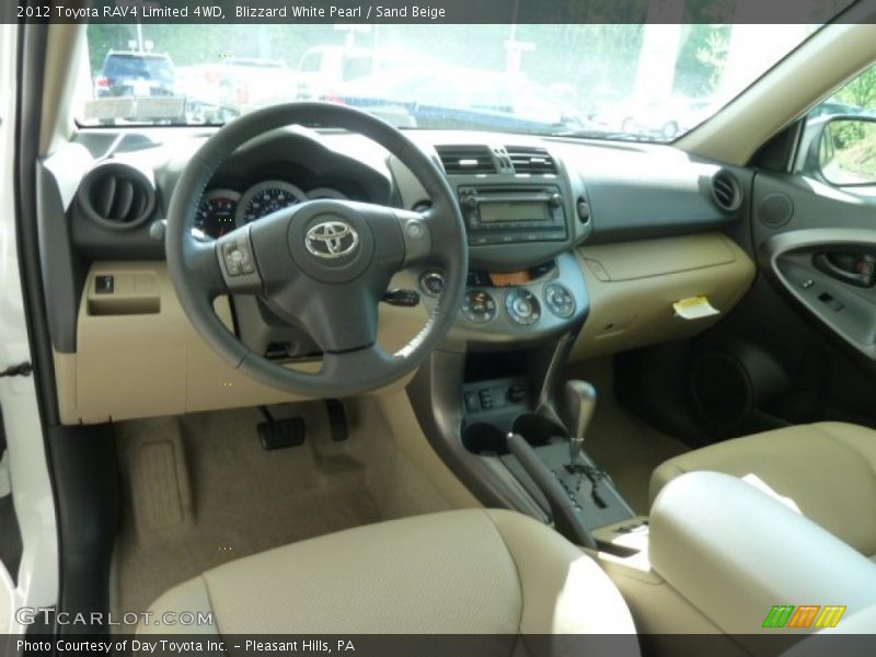 Blizzard White Pearl / Sand Beige 2012 Toyota RAV4 Limited 4WD