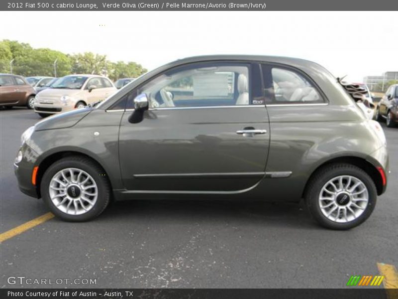 Verde Oliva (Green) / Pelle Marrone/Avorio (Brown/Ivory) 2012 Fiat 500 c cabrio Lounge