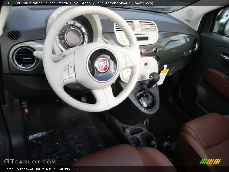 Verde Oliva (Green) / Pelle Marrone/Avorio (Brown/Ivory) 2012 Fiat 500 c cabrio Lounge