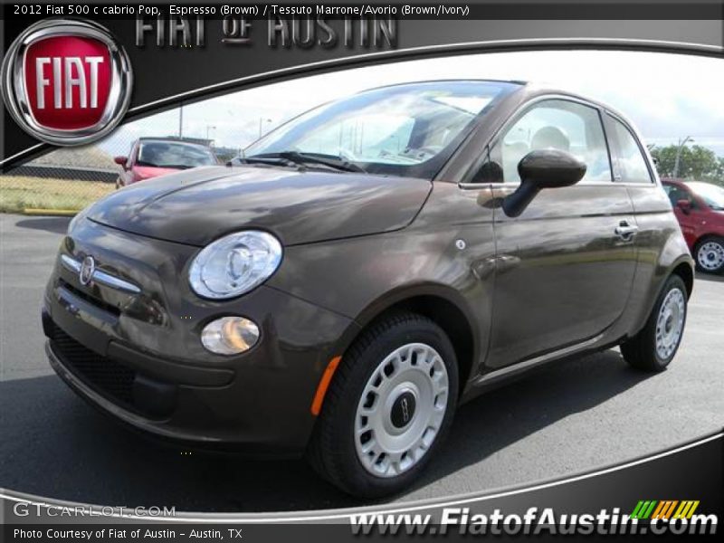 Espresso (Brown) / Tessuto Marrone/Avorio (Brown/Ivory) 2012 Fiat 500 c cabrio Pop