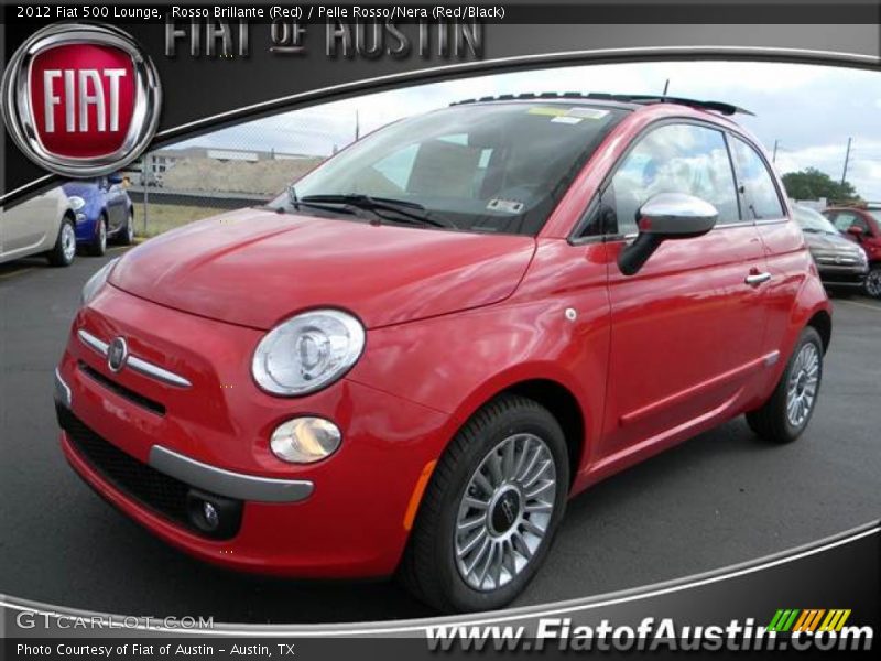 Rosso Brillante (Red) / Pelle Rosso/Nera (Red/Black) 2012 Fiat 500 Lounge