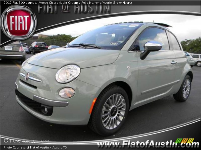 Verde Chiaro (Light Green) / Pelle Marrone/Avorio (Brown/Ivory) 2012 Fiat 500 Lounge