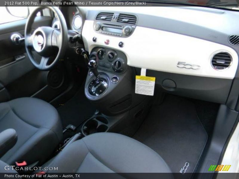 Bianco Perla (Pearl White) / Tessuto Grigio/Nero (Grey/Black) 2012 Fiat 500 Pop