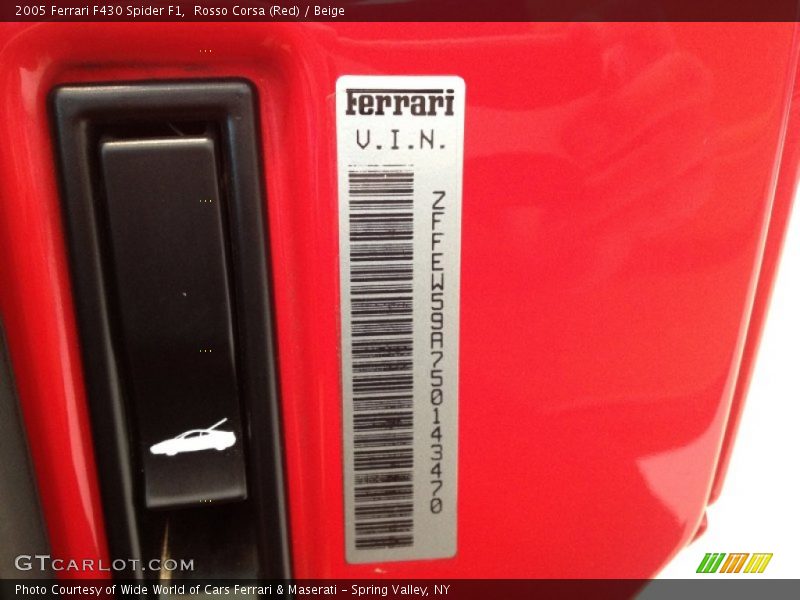 Rosso Corsa (Red) / Beige 2005 Ferrari F430 Spider F1