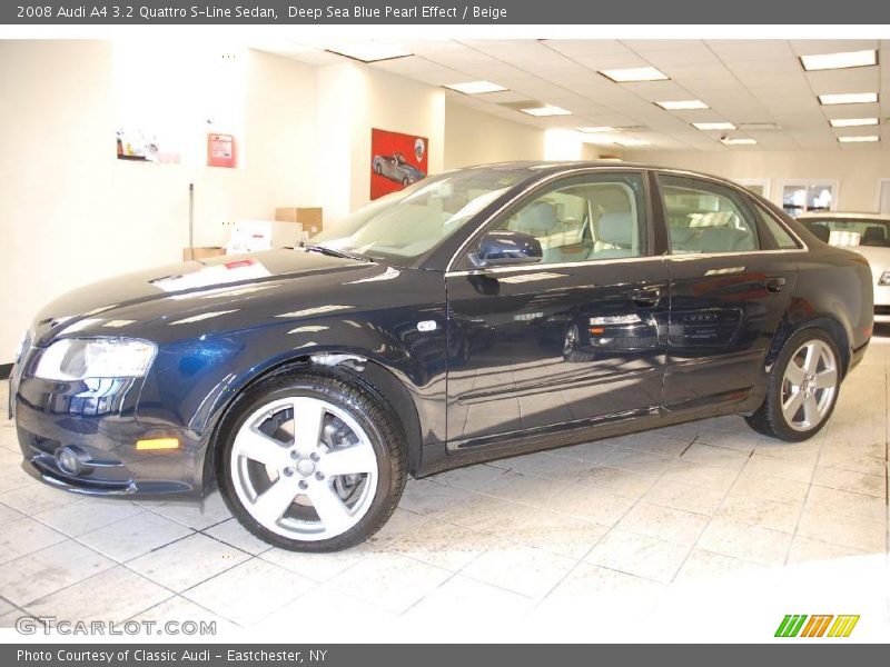 Deep Sea Blue Pearl Effect / Beige 2008 Audi A4 3.2 Quattro S-Line Sedan